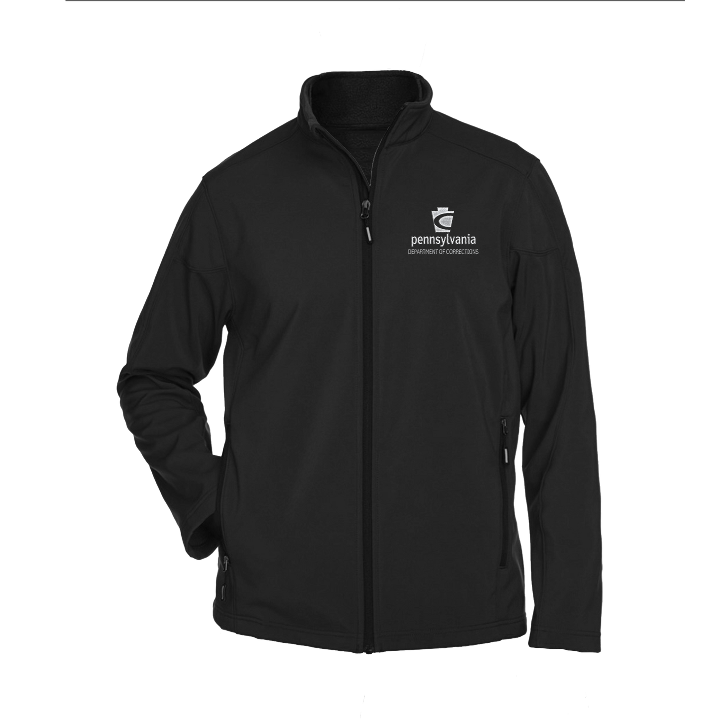 Men’s Premium Soft-Shell Jacket with Embroidered Department of Corrections Keystone (Various Colors)