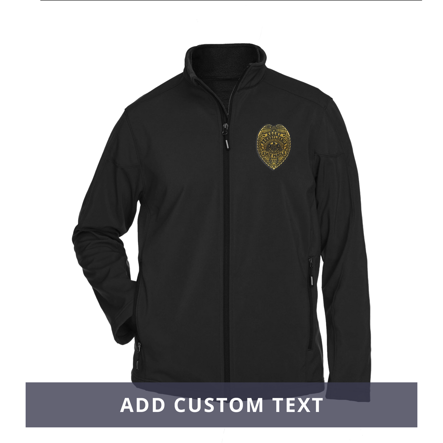 Men’s Premium Soft-Shell Jacket with Embroidered State Parole Agent Badge-Full Color (Various Colors)