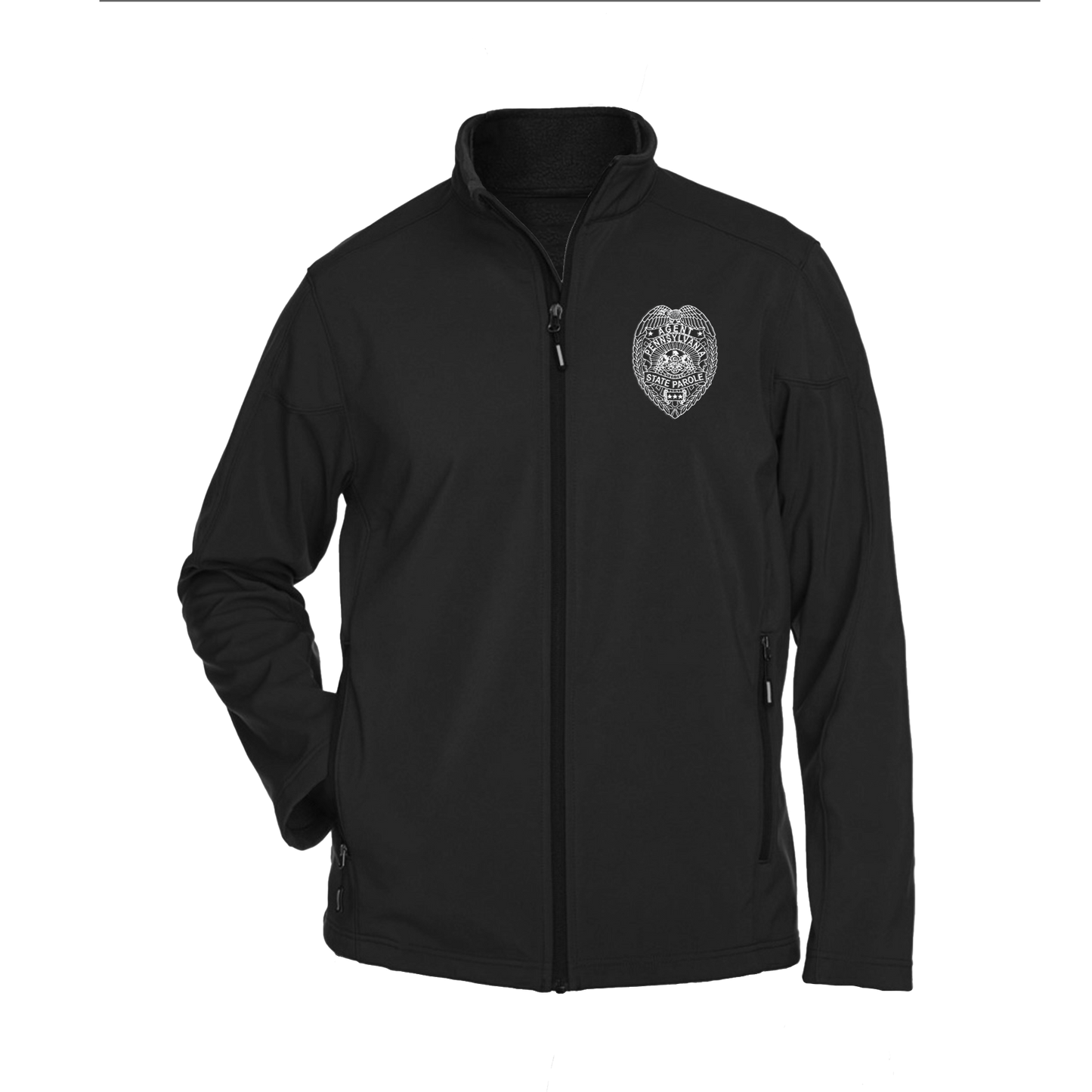 Men’s Premium Soft-Shell Jacket with Embroidered State Parole Agent Badge (Various Colors)