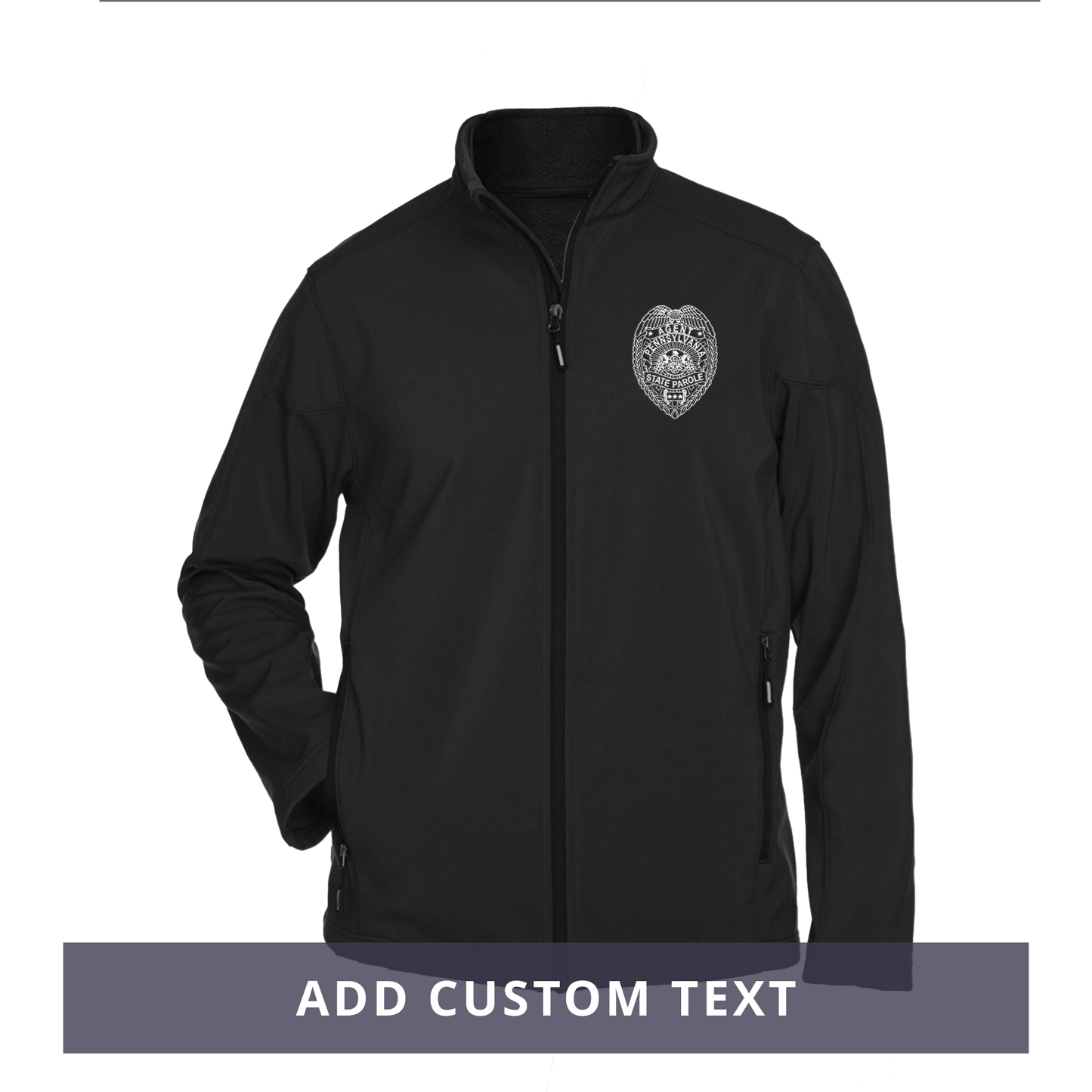 Men’s Premium Soft-Shell Jacket with Embroidered State Parole Agent Badge (Various Colors)