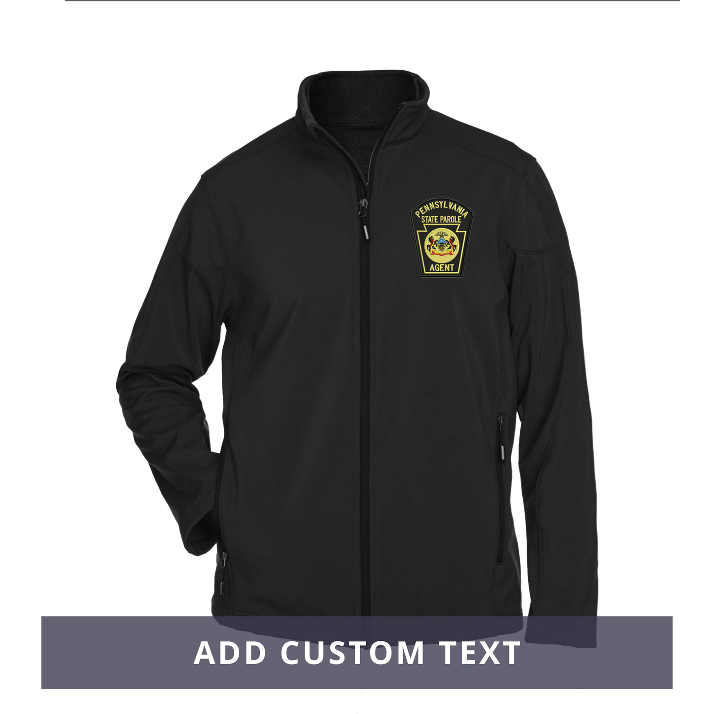 Men’s Premium Soft-Shell Jacket with Embroidered State Parole Agent Keystone-Full Color (Various Colors)