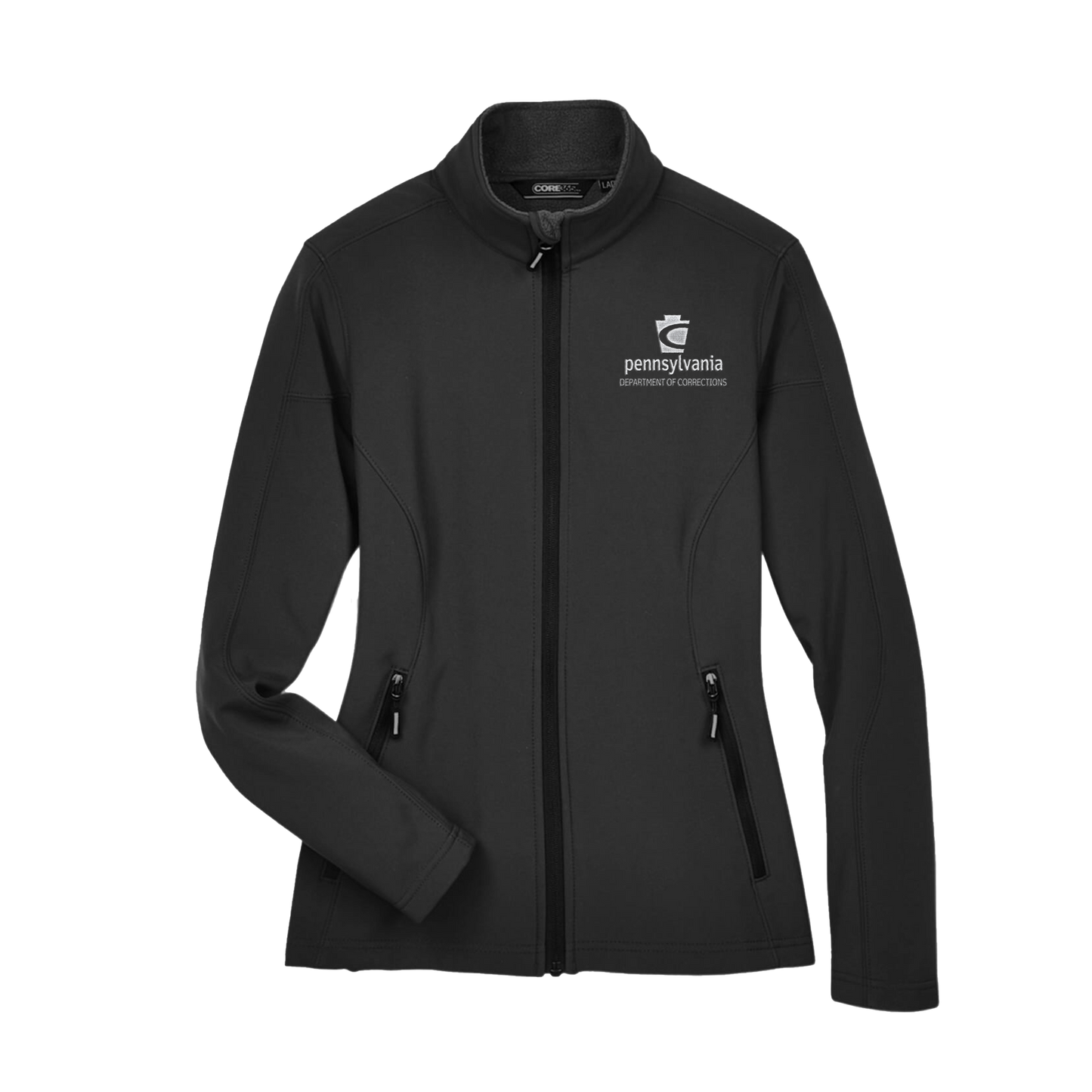 Ladies' Premium Soft-Shell Jacket with Embroidered Department of Corrections Keystone (Various Colors)