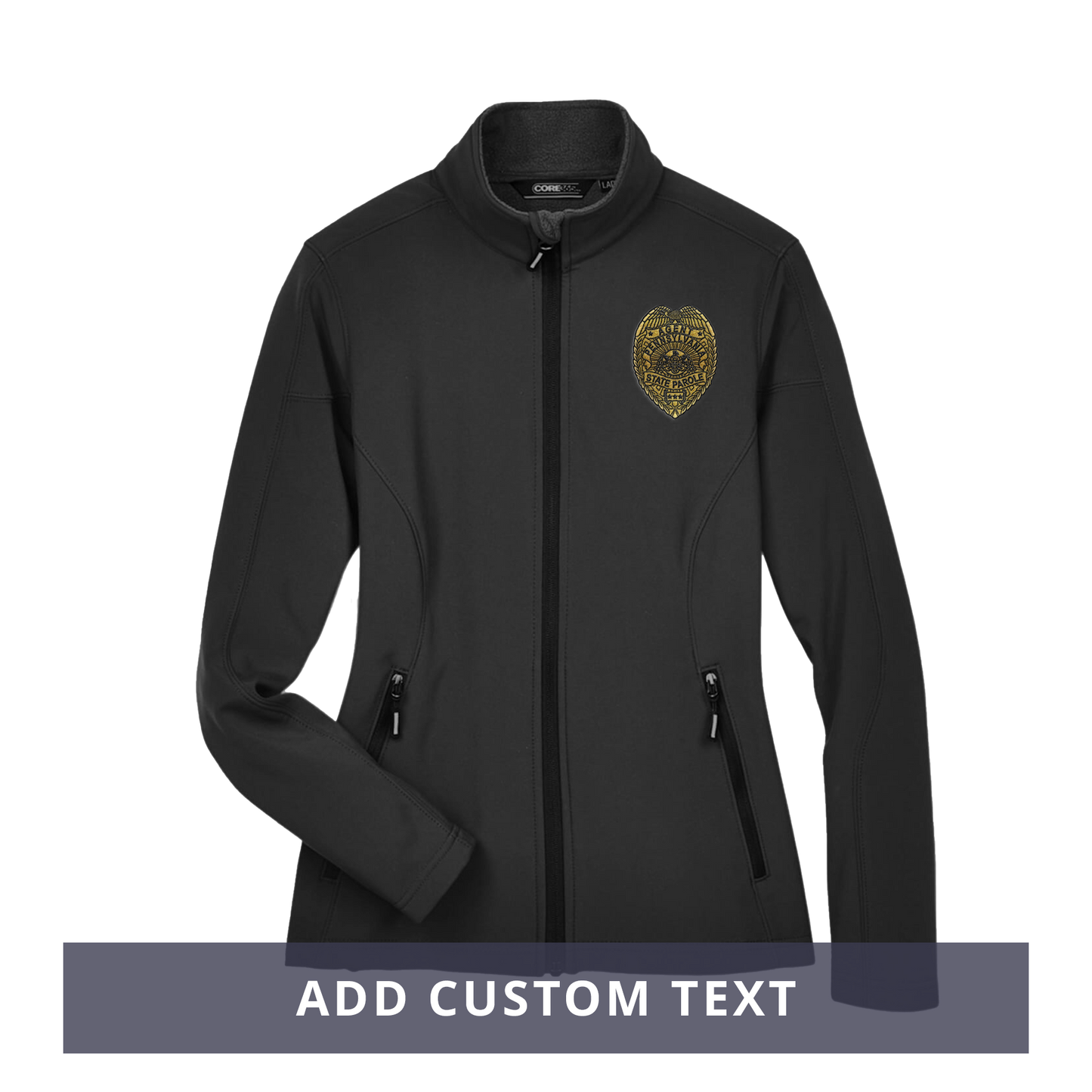 Ladies' Premium Soft-Shell Jacket with Embroidered State Parole Agent Shield-Full Color (Various Colors)