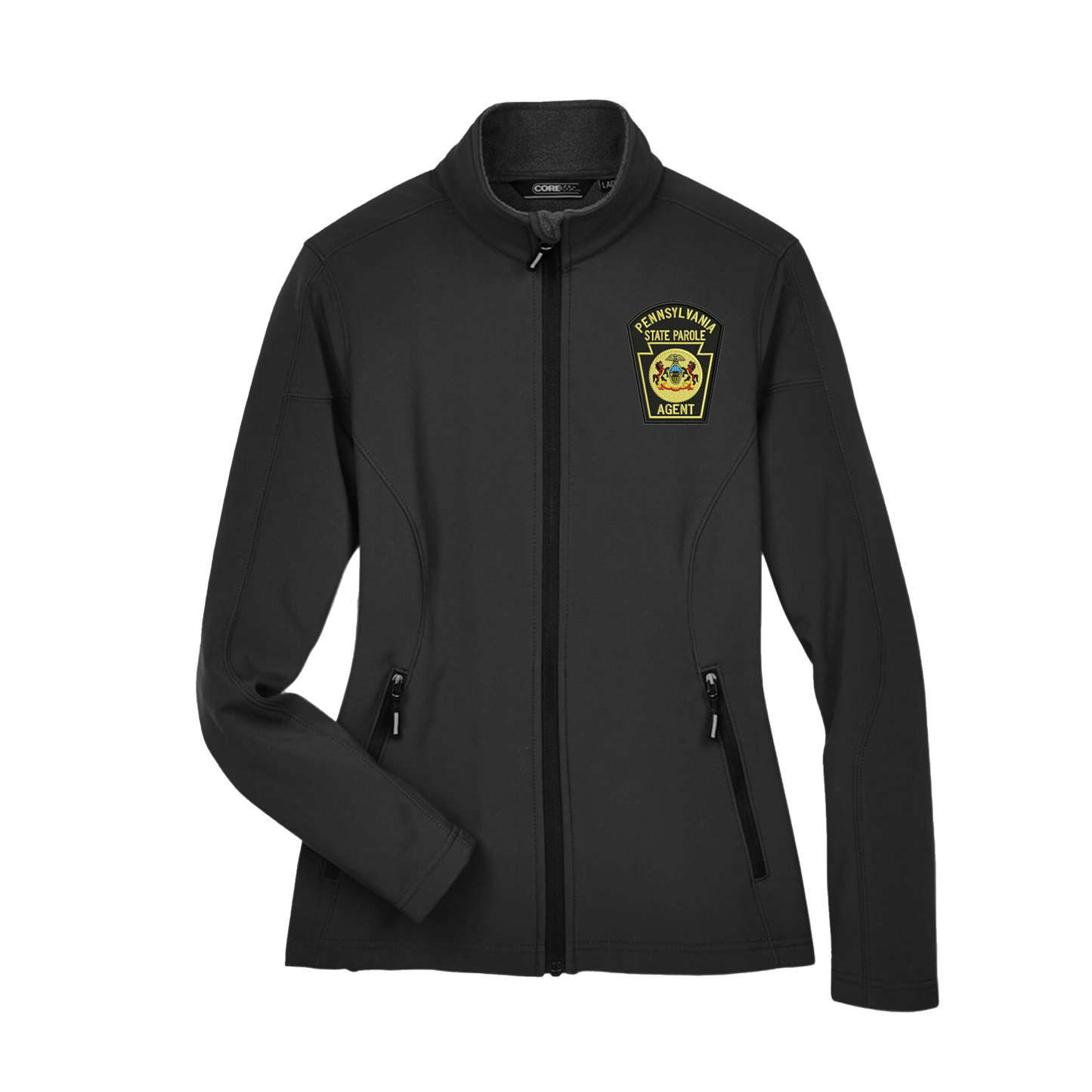 Ladies' Premium Soft-Shell Jacket with Embroidered State Parole Agent Keystone-Full Color (Various Colors)