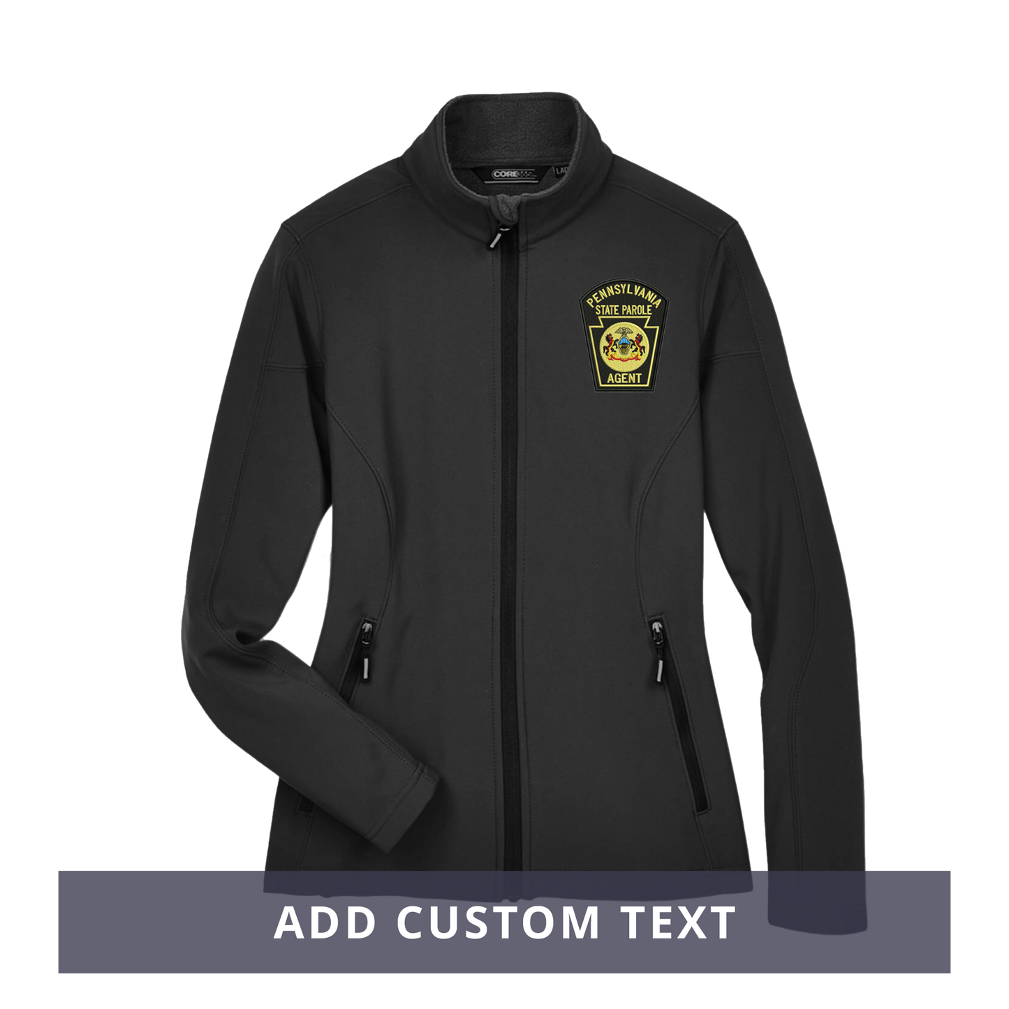 Ladies' Premium Soft-Shell Jacket with Embroidered State Parole Agent Keystone-Full Color (Various Colors)