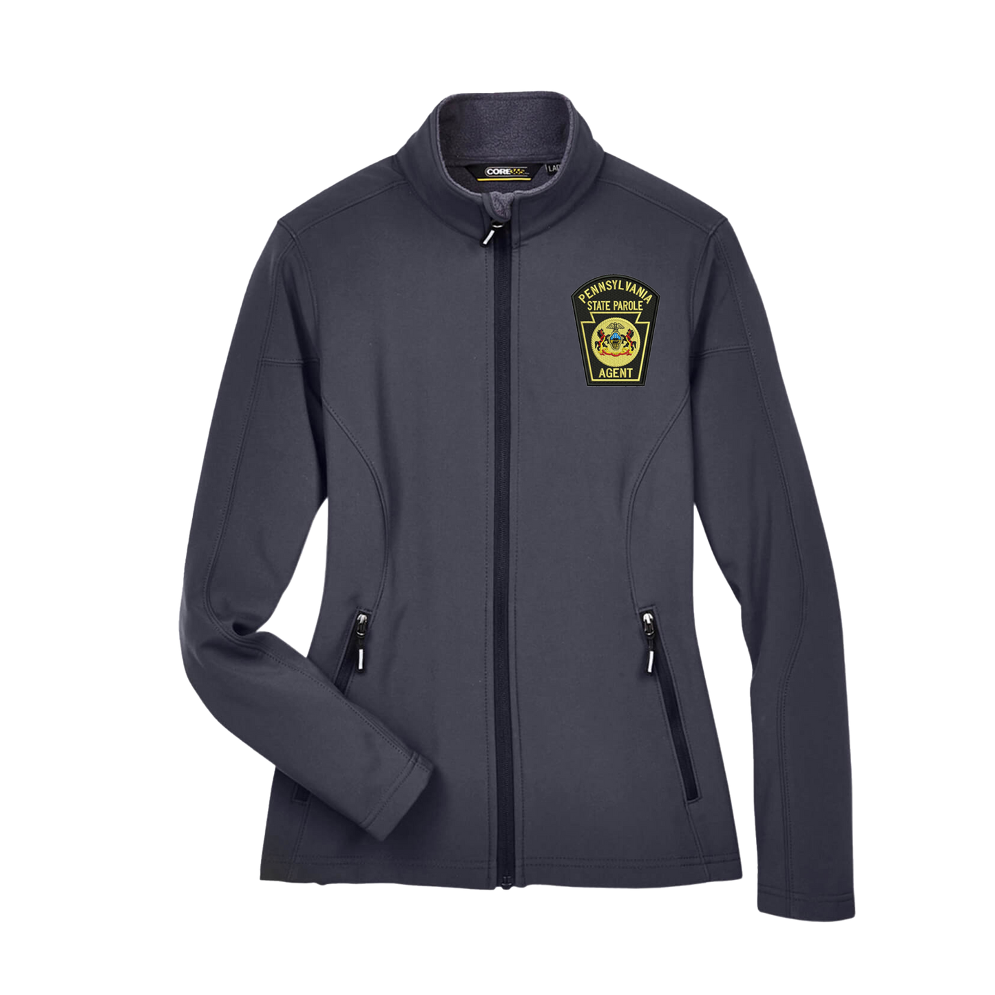 Ladies' Premium Soft-Shell Jacket with Embroidered State Parole Agent Keystone-Full Color (Various Colors)