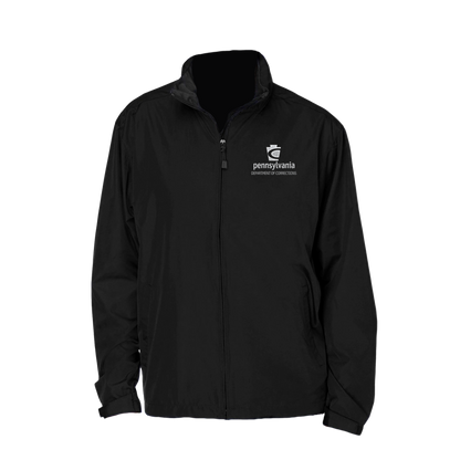 Adult North End Rain Jacket with Embroidered Department of Corrections Keystone (Black)