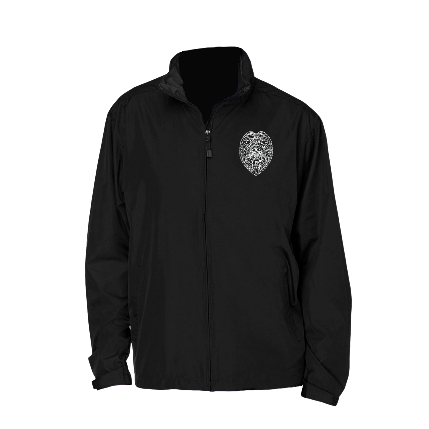 Adult North End Rain Jacket with Embroidered State Parole Agent Badge (Black)