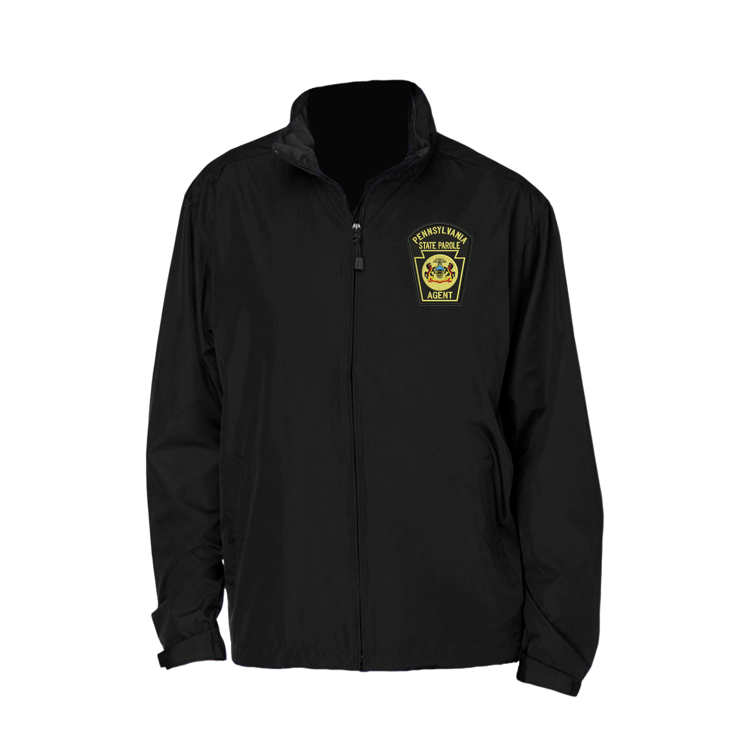 Adult North End Rain Jacket with Embroidered State Parole Agent Keystone-Full Color (Black)