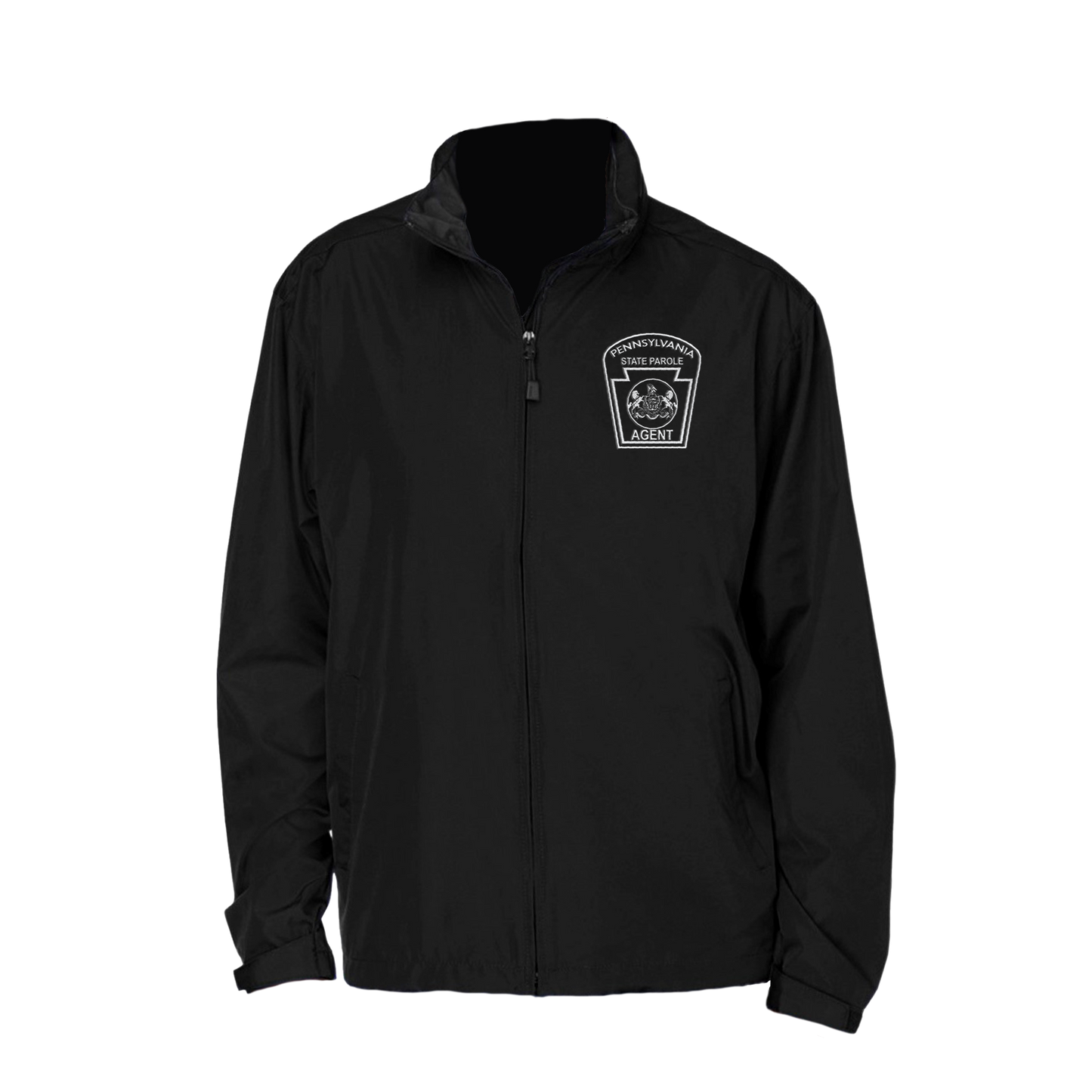 Adult North End Rain Jacket with Embroidered State Parole Agent Keystone (Black)