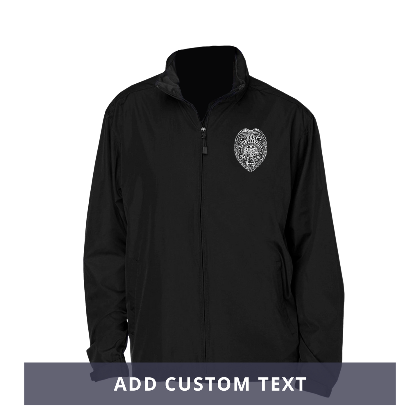 Adult North End Rain Jacket with Embroidered State Parole Agent Badge (Black)