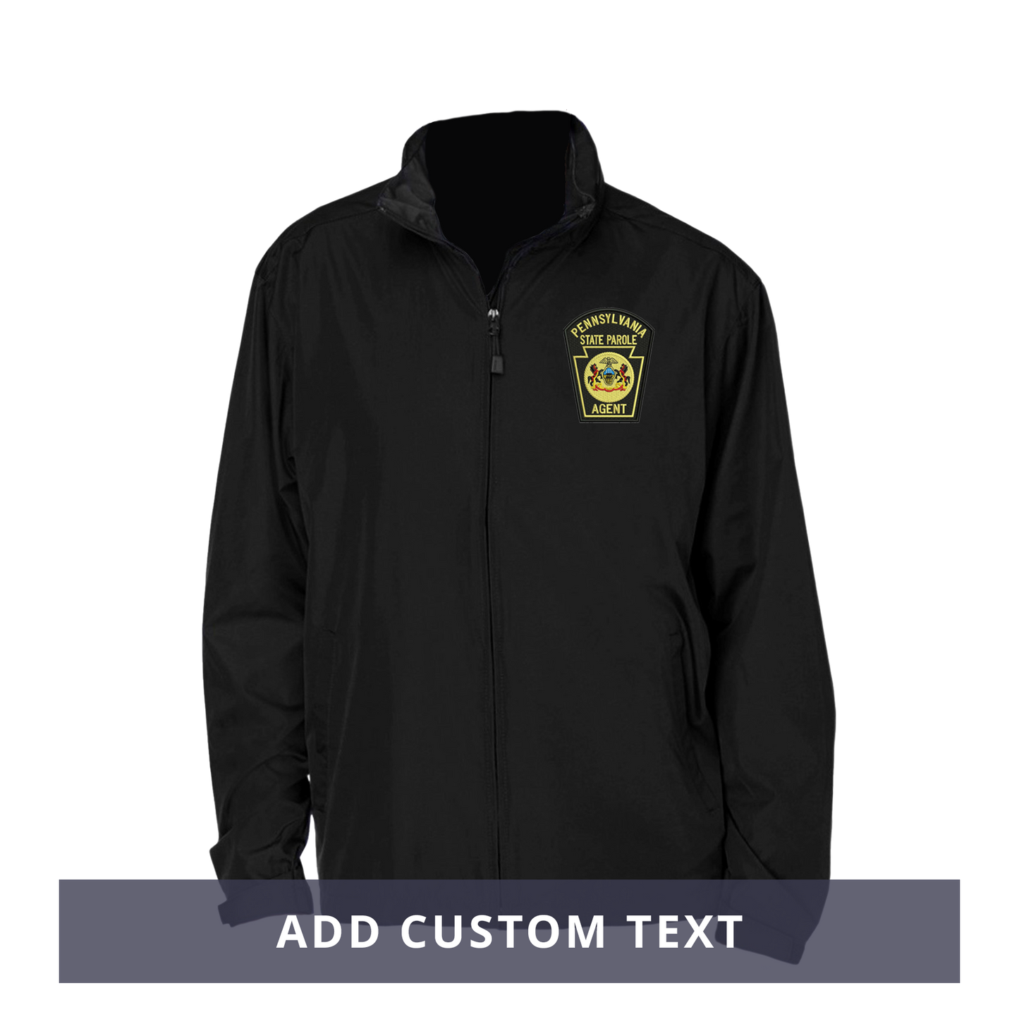 Adult North End Rain Jacket with Embroidered State Parole Agent Keystone-Full Color (Black)