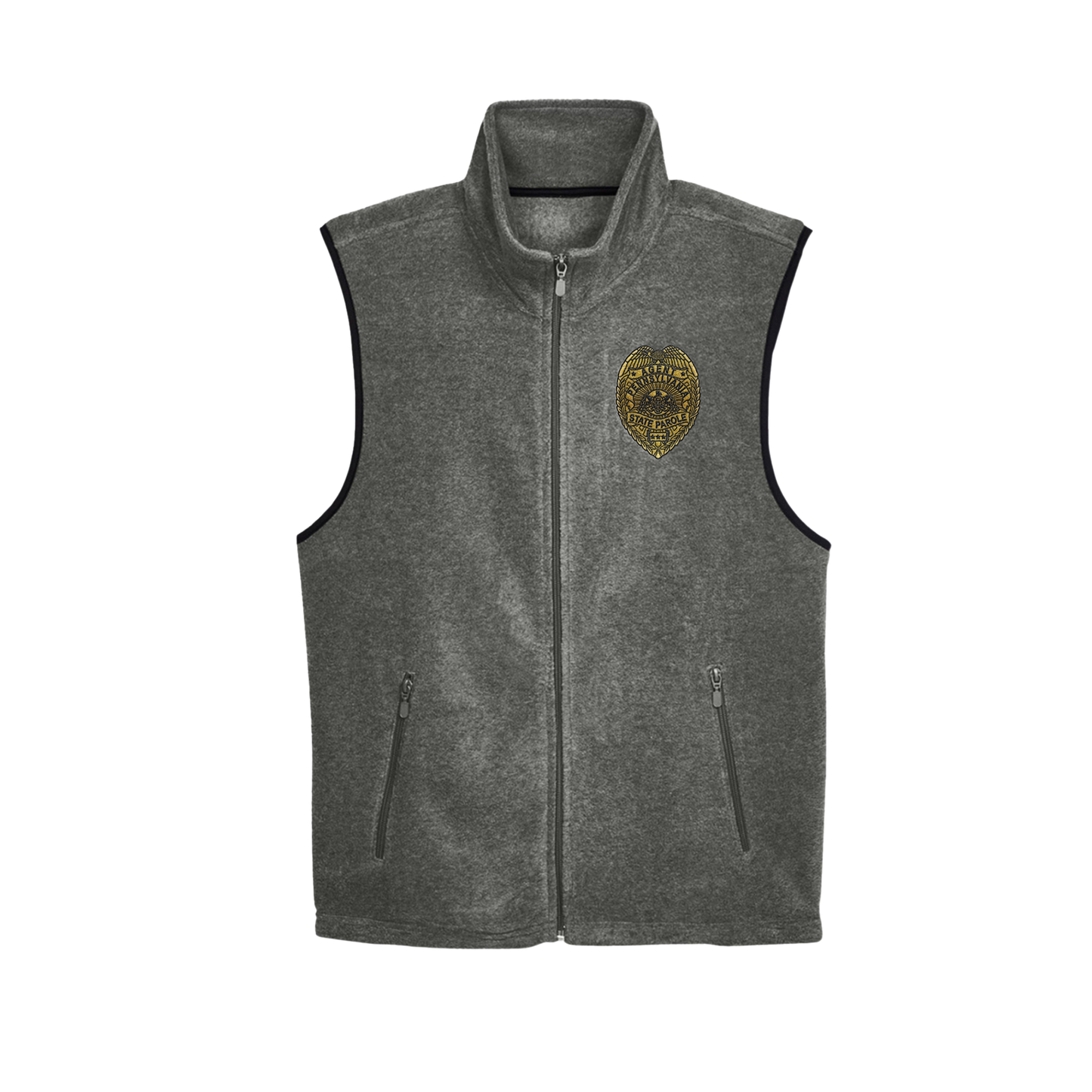 Adult Fleece Vest with Embroidered State Parole Agent Badge-Full Color (Various Colors)