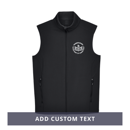 Adult Soft-Shell Vest with Embroidered Department of Corrections Seal (Various Colors)