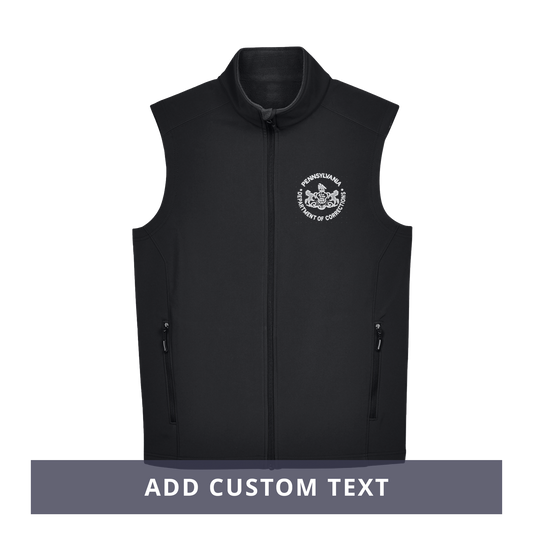 Adult Soft-Shell Vest with Embroidered Department of Corrections Seal (Various Colors)