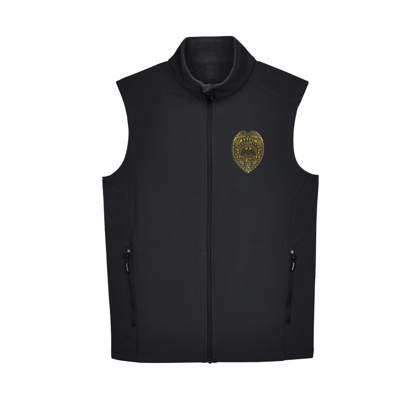 Adult Soft-Shell Vest with Embroidered State Parole Agent Badge-Full Color (Various Colors)