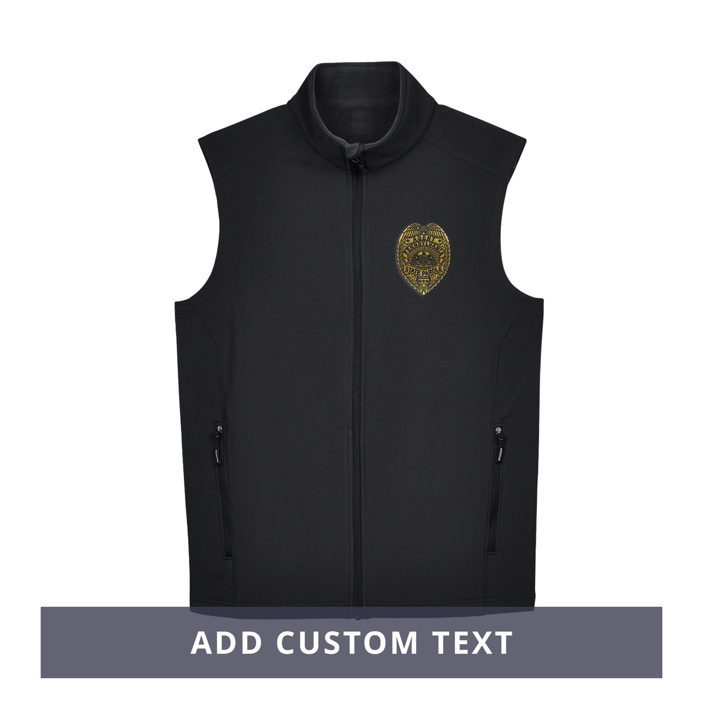 Adult Soft-Shell Vest with Embroidered State Parole Agent Badge-Full Color (Various Colors)