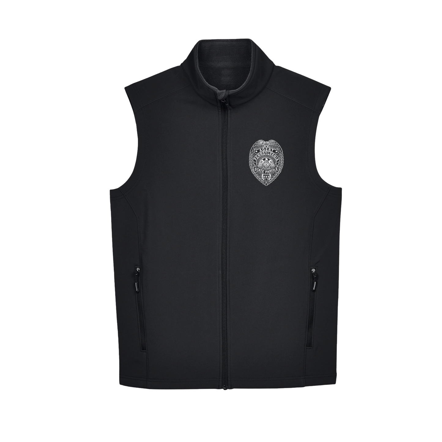 Adult Soft-Shell Vest with Embroidered State Parole Agent Badge (Various Colors)