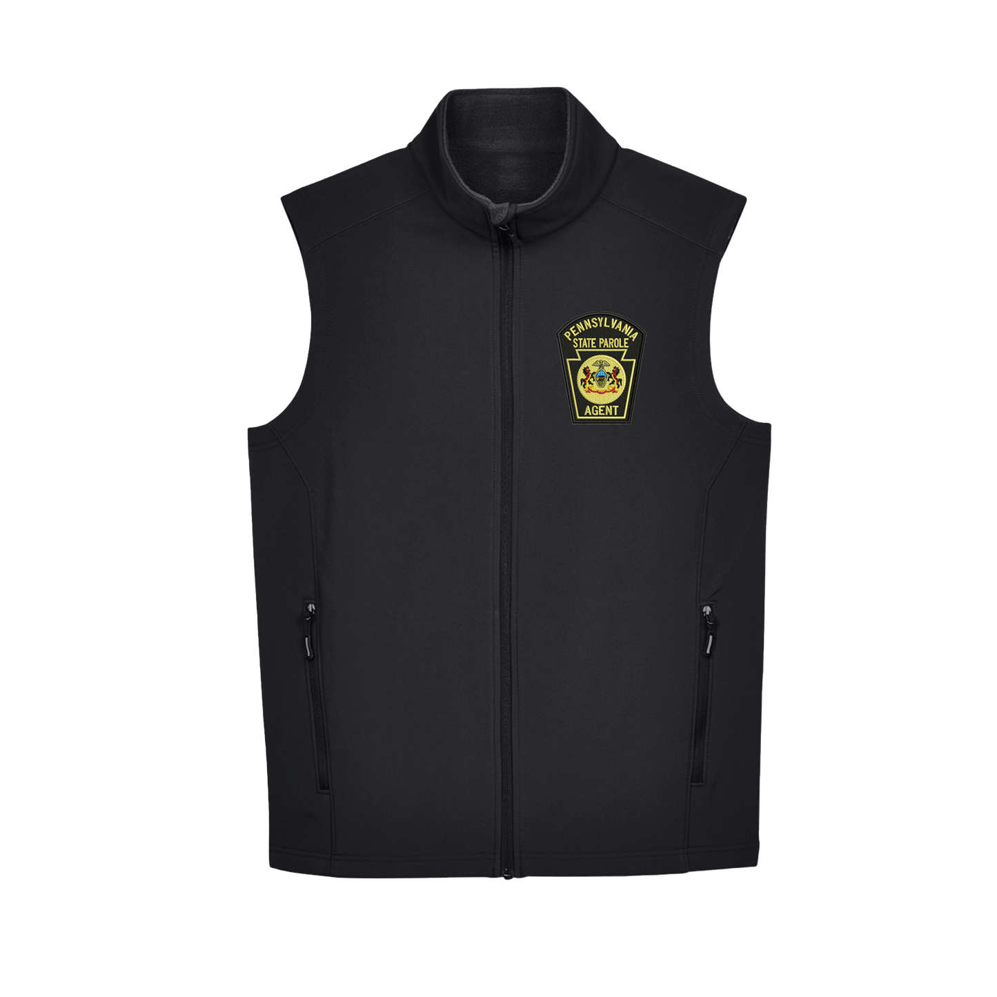 Adult Soft-Shell Vest with Embroidered State Parole Agent Keystone-Full Color (Various Colors)