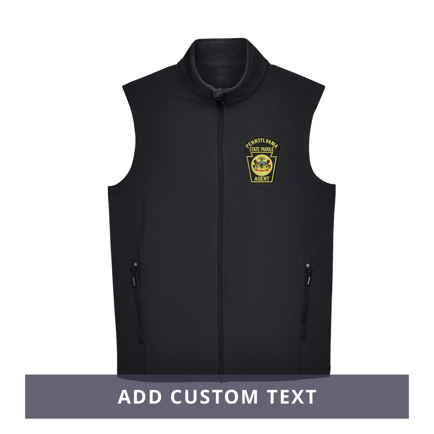 Adult Soft-Shell Vest with Embroidered State Parole Agent Keystone-Full Color (Various Colors)