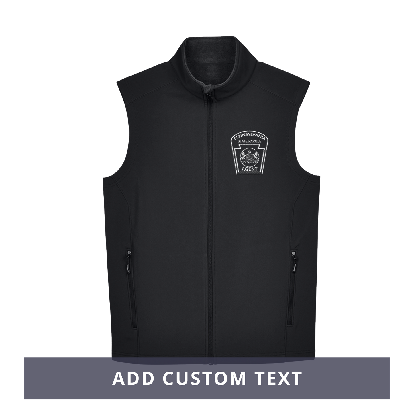 Adult Soft-Shell Vest with Embroidered State Parole Agent Keystone (Various Colors)