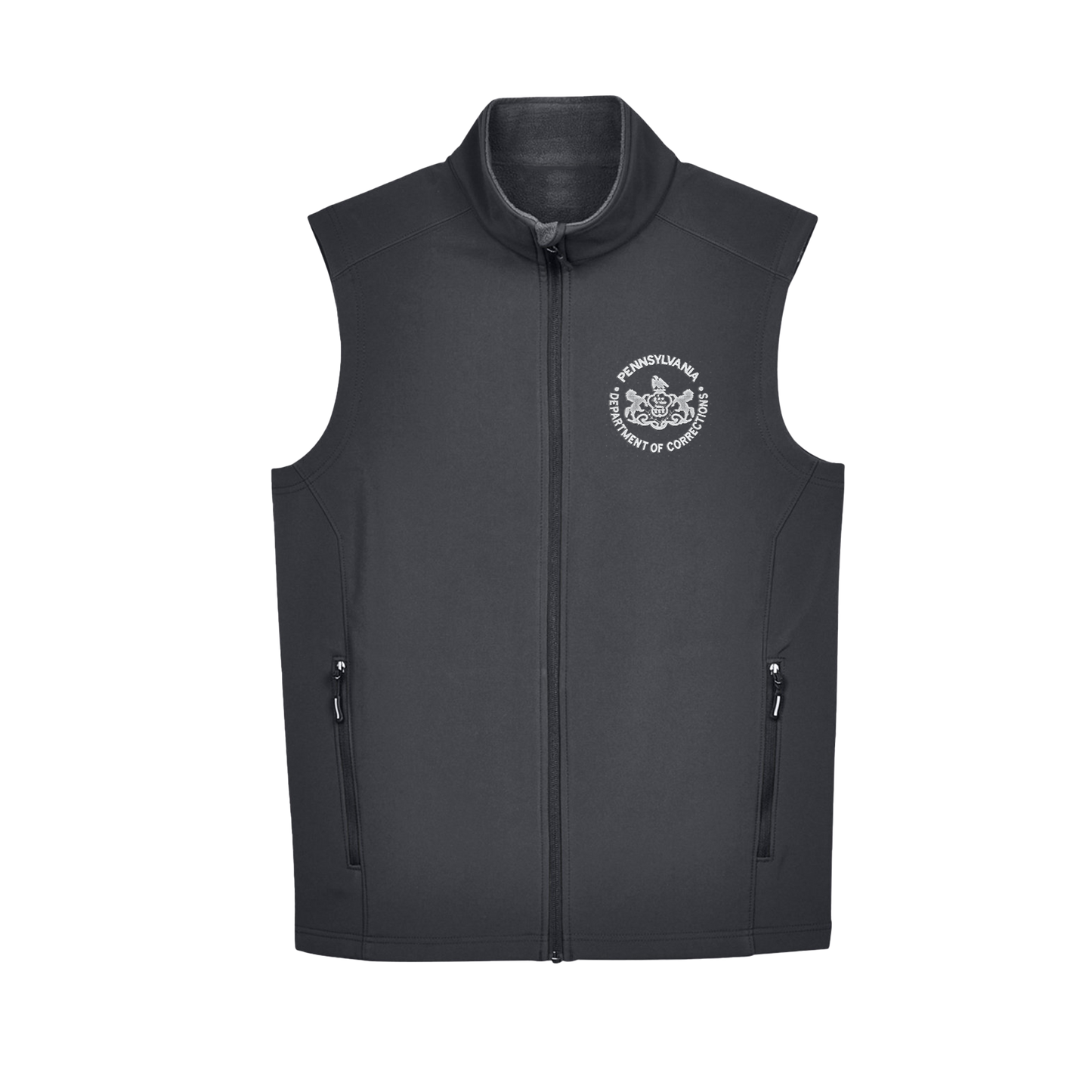 Adult Soft-Shell Vest with Embroidered Department of Corrections Seal (Various Colors)