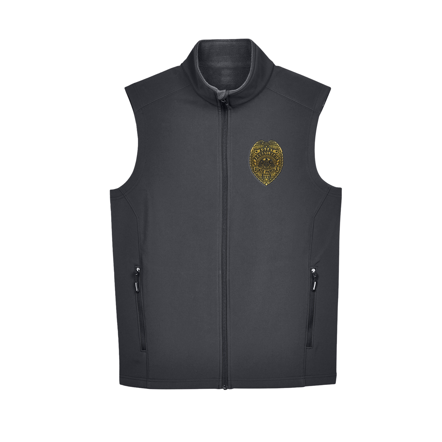 Adult Soft-Shell Vest with Embroidered State Parole Agent Badge-Full Color (Various Colors)