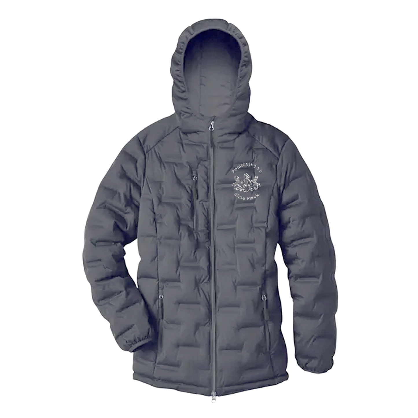 Adult Hooded Puffer Jacket with Embroidered State Parole Seal (Various Colors)