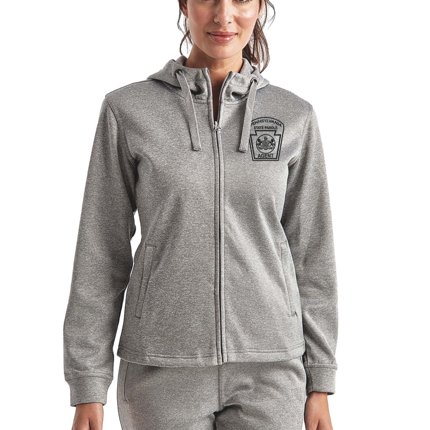 Ladies' Performance Hooded Sweatshirt with Embroidered State Parole Agent Logos (Various Colors)