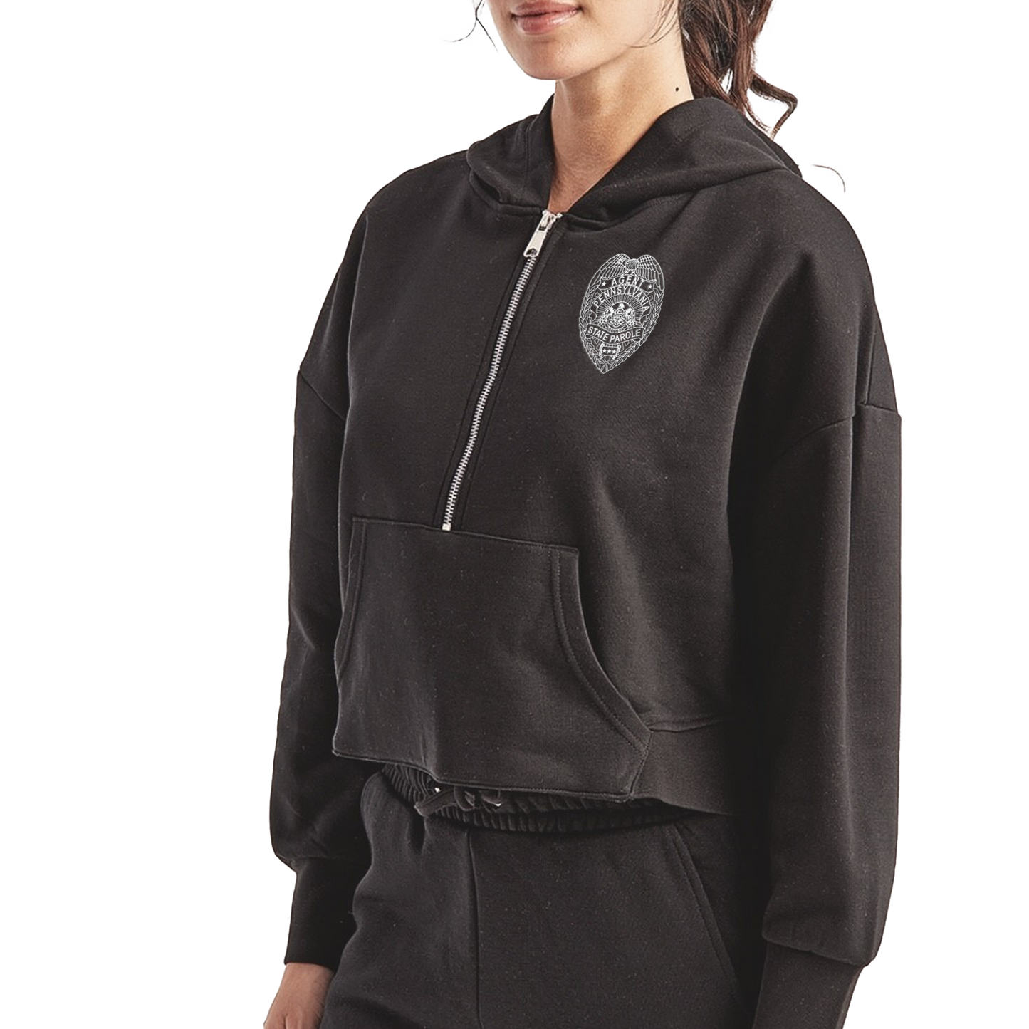 Ladies' Half-Zip Hooded Sweatshirt with Embroidered State Parole Agent Logos (Various Colors)