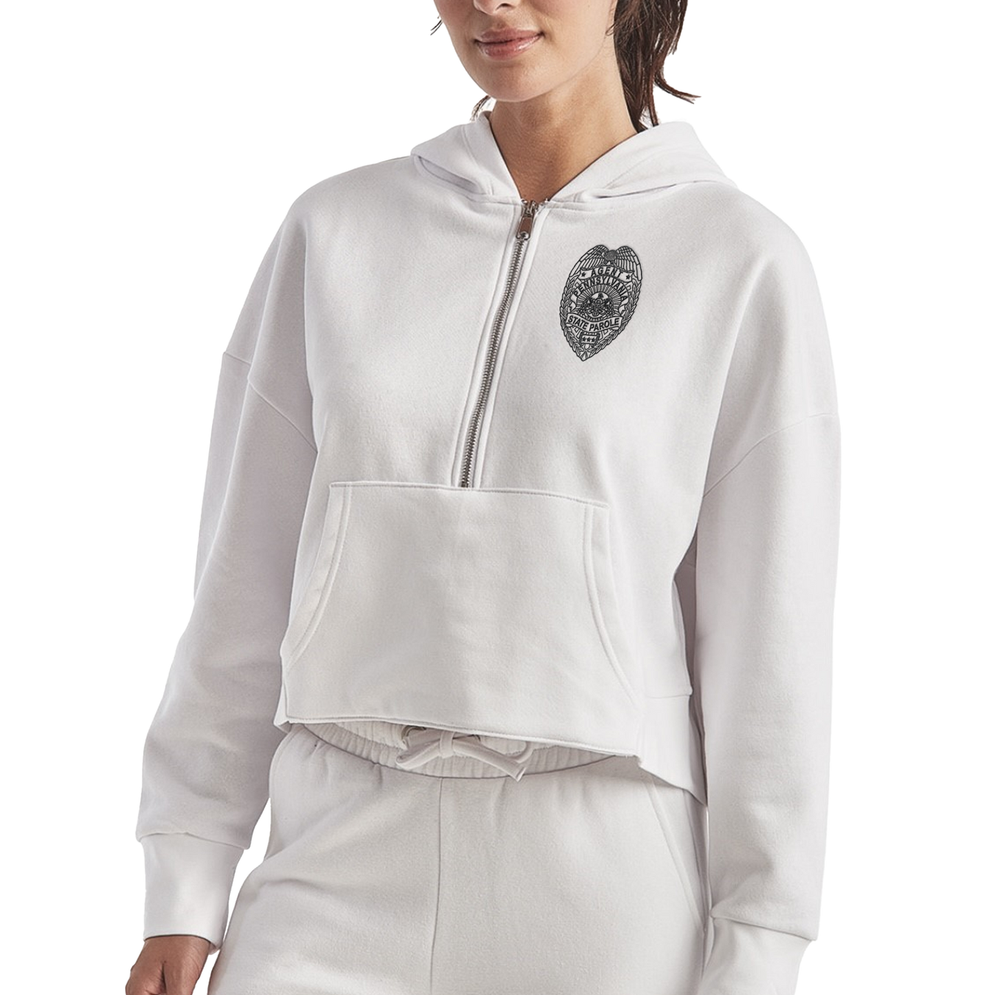 Ladies' Half-Zip Hooded Sweatshirt with Embroidered State Parole Agent Logos (Various Colors)