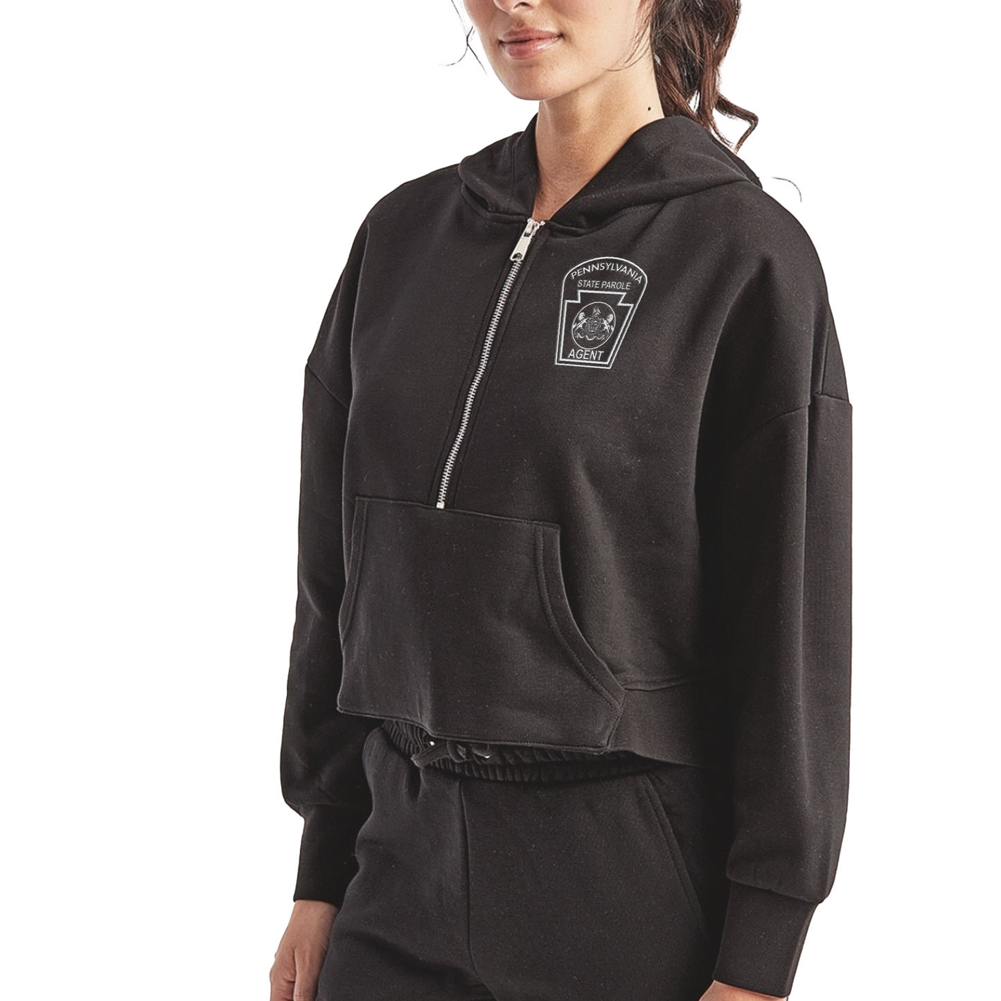 Ladies' Half-Zip Hooded Sweatshirt with Embroidered State Parole Agent Logos (Various Colors)