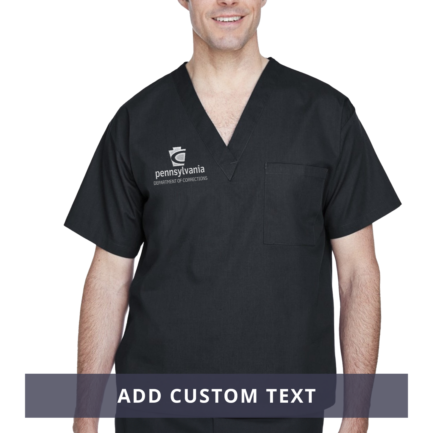 Adult Scrubs Top with Embroidered Department of Corrections Keystone ...