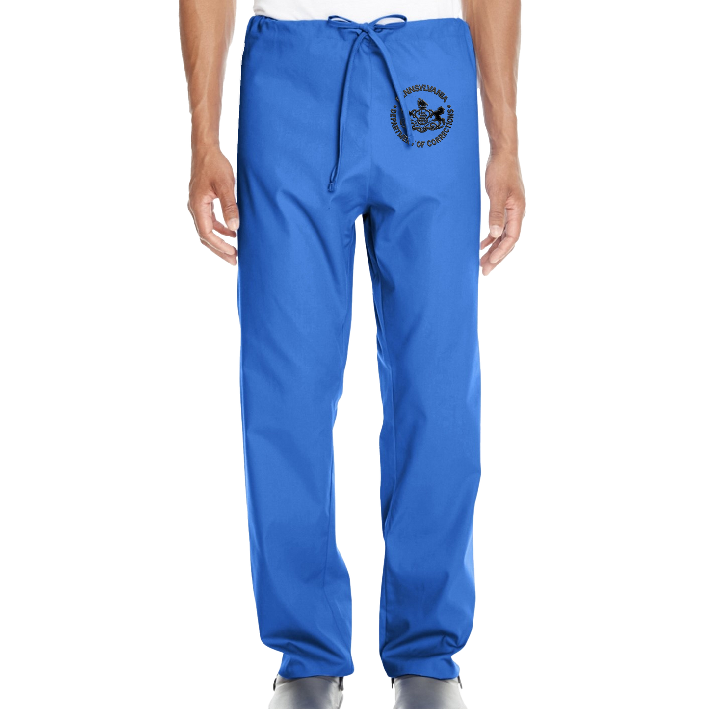 Adult Scrubs Pants with Embroidered Department of Corrections Seal (Various Colors)