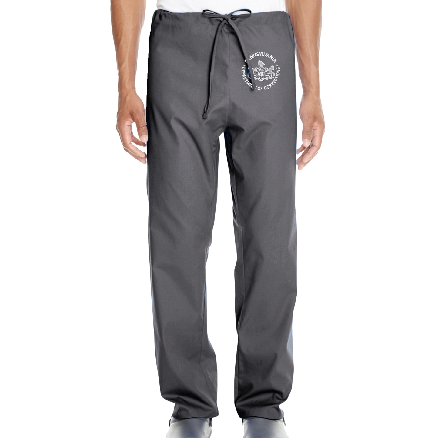 Adult Scrubs Pants with Embroidered Department of Corrections Seal (Various Colors)