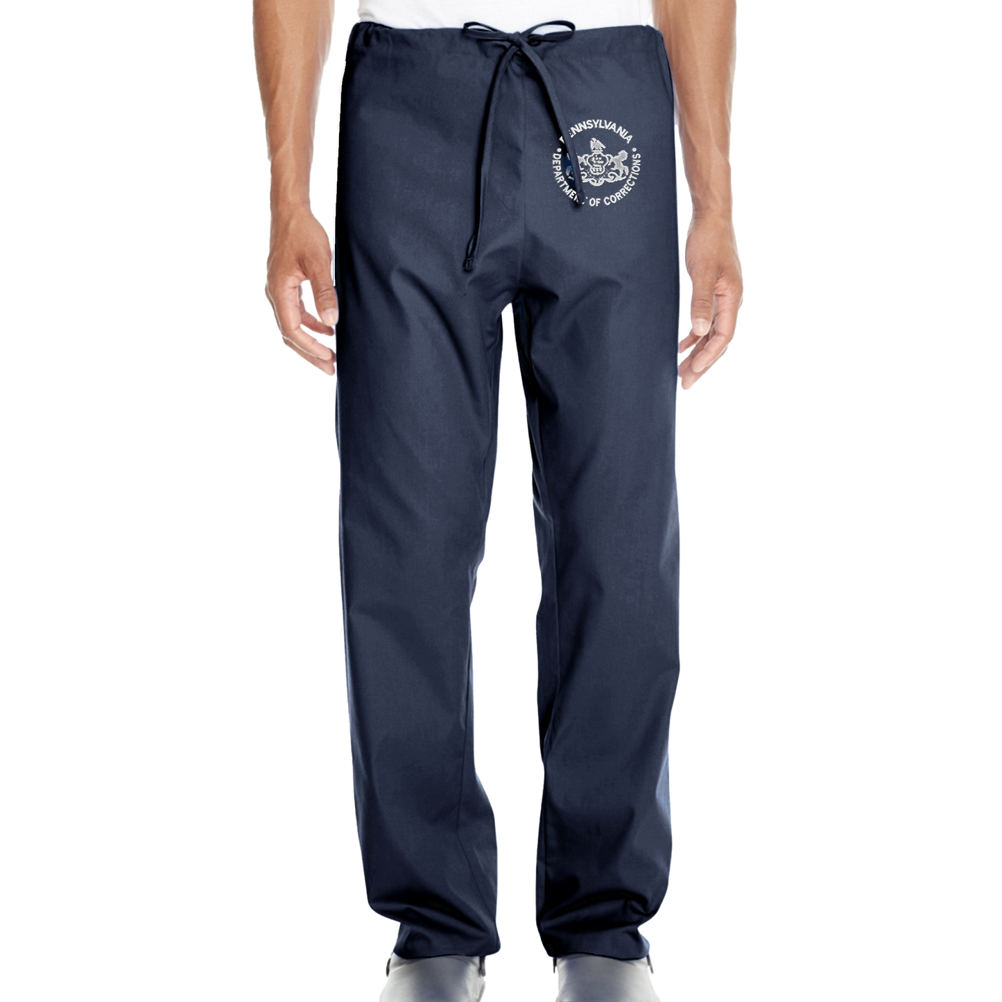 Adult Scrubs Pants with Embroidered Department of Corrections Seal (Various Colors)