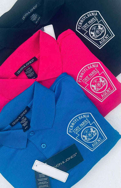 Men’s Luxury Performance Polo with Embroidered State Parole Agent Keystone (Various Colors)