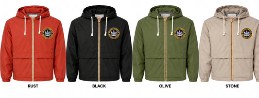 Embroidered Hooded Unisex Vintage Rain Jacket