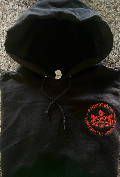 LIMITED EDITION Halloween Hooded Sweatshirt with Embroidered Department of Corrections Logo (Various Colors)