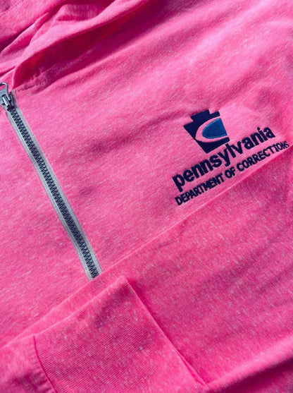 Triblend Unisex Lightweight Full-Zip Hooded Sweatshirt with Embroidered Department of Corrections Logos (Various Colors)