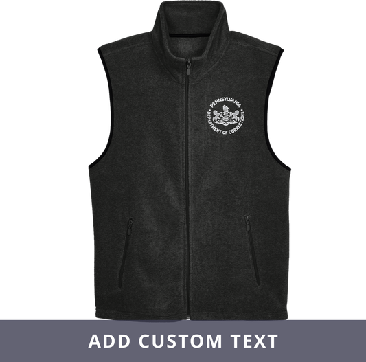 Adult Fleece Vest with Embroidered Department of Corrections Seal (Various Colors)