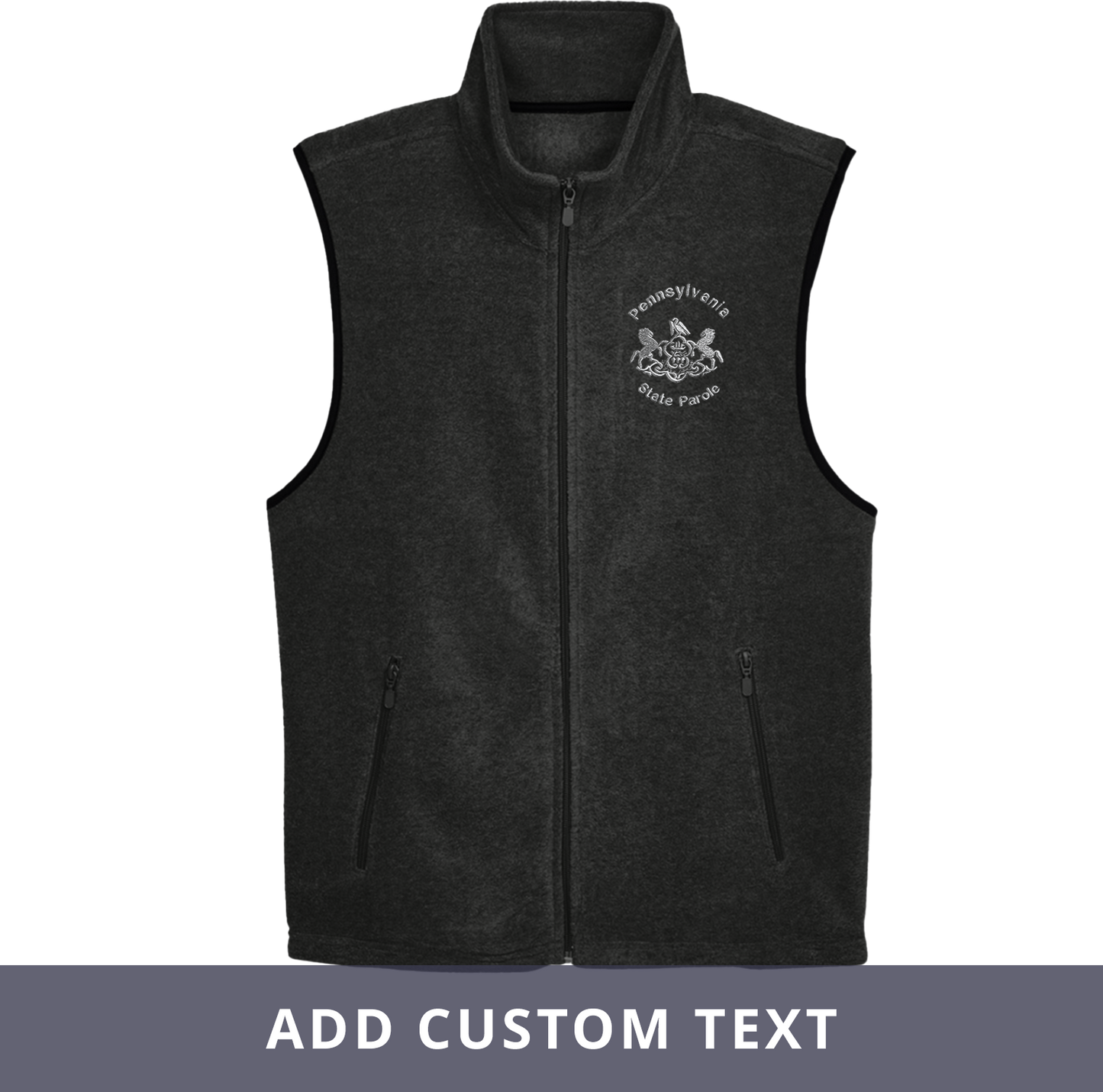 Adult Fleece Vest with Embroidered State Parole Horses (Various Colors)