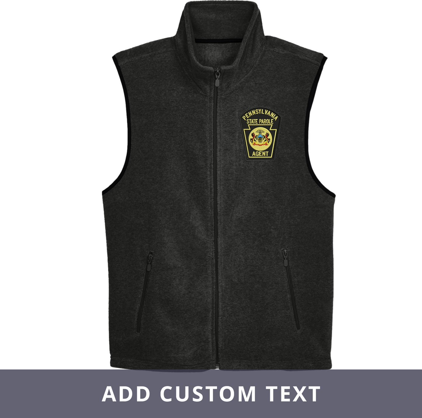 Adult Fleece Vest with Embroidered State Parole Agent Keystone-Full Color (Various Colors)