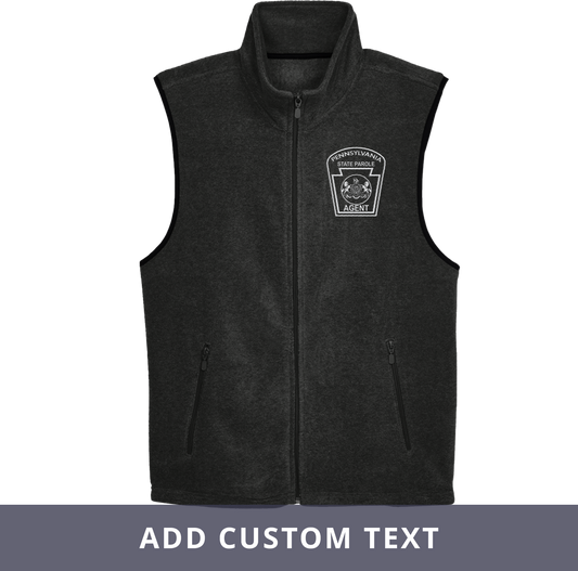 Adult Fleece Vest with Embroidered State Parole Agent Keystone (Various Colors)