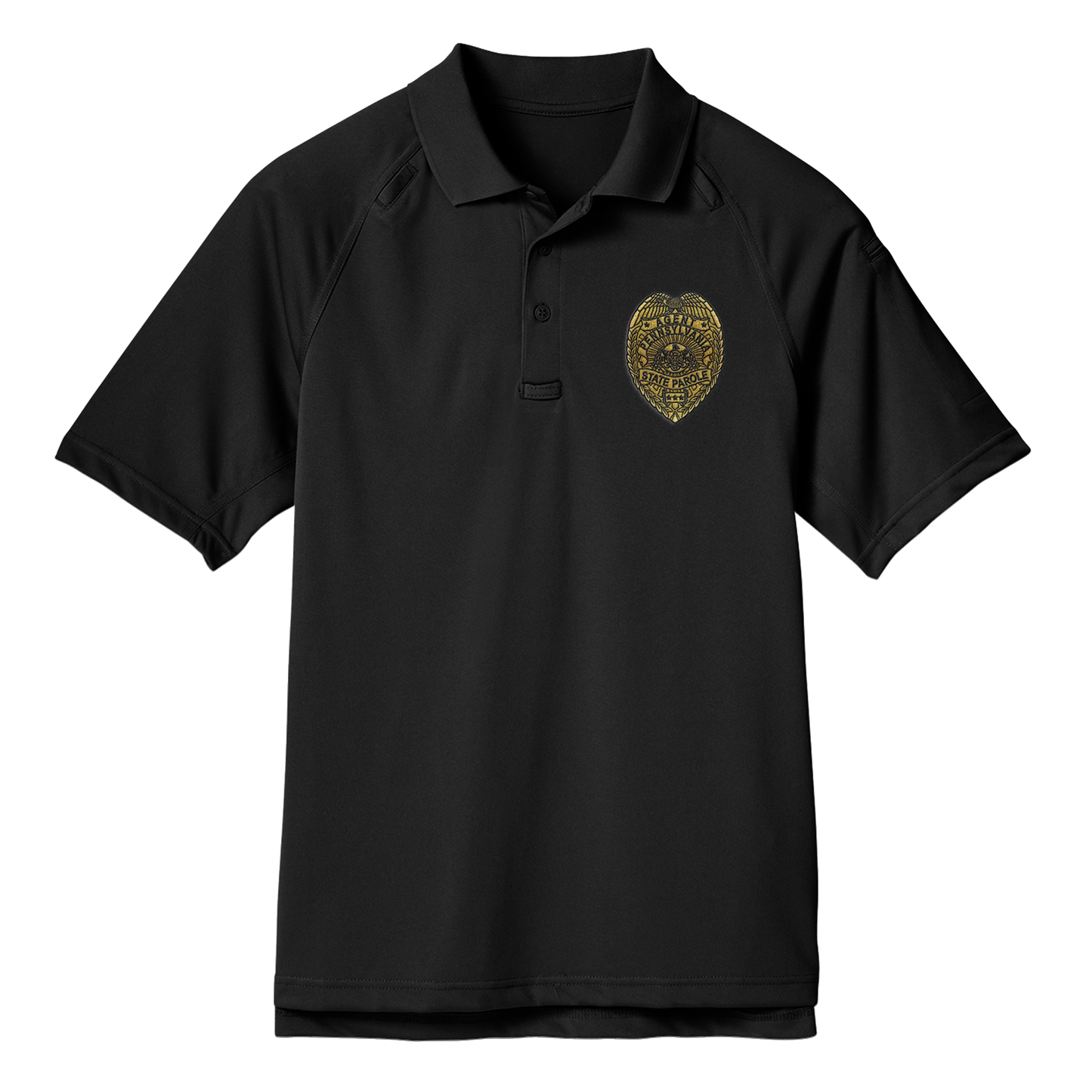 Adult Tactical Short-Sleeve Polo with Embroidered State Parole Agent Badge (Various Colors)