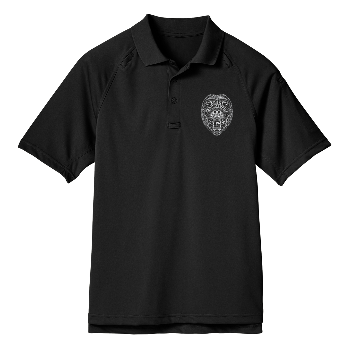 Adult Tactical Short-Sleeve Polo with Embroidered State Parole Agent Badge (Various Colors)