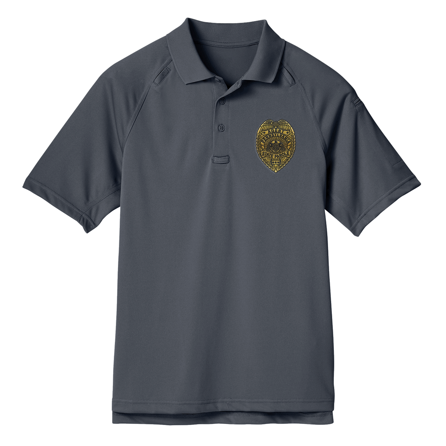 Adult Tactical Short-Sleeve Polo with Embroidered State Parole Agent Badge (Various Colors)