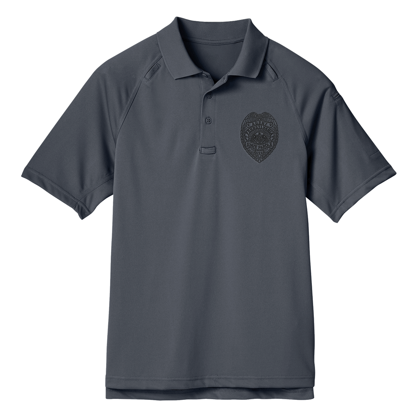 Adult Tactical Short-Sleeve Polo with Embroidered State Parole Agent Badge (Various Colors)