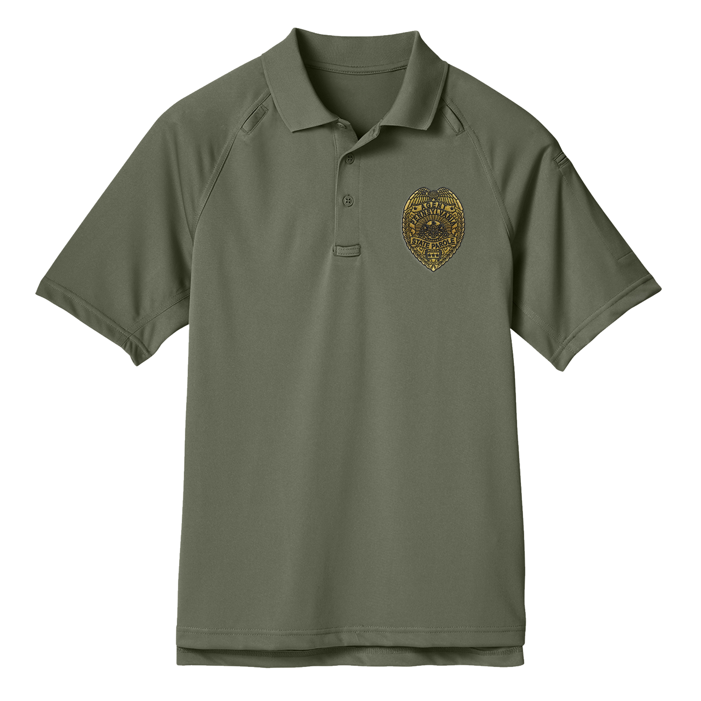 Adult Tactical Short-Sleeve Polo with Embroidered State Parole Agent Badge (Various Colors)