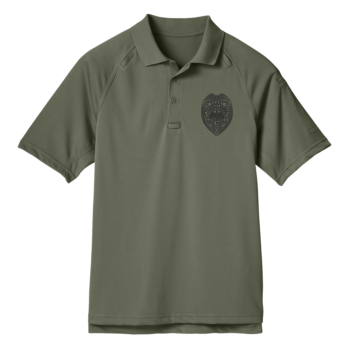 Adult Tactical Short-Sleeve Polo with Embroidered State Parole Agent Badge (Various Colors)